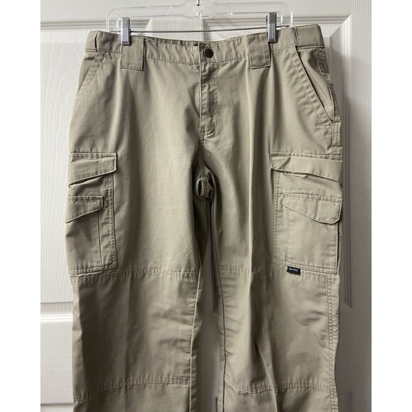 True Spec Womens Cargo Pants Khaki Plus 14 Straight Leg Utility Work Ripstop Euc - Picture 3 of 11